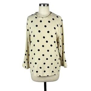 KATE SPADE Deco Dot Cream Black Polka Dot Crepe Blouse Women's 10 Preppy‎ Chic